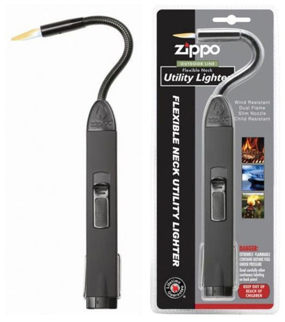 Zippo Black, Flex Neck Utility Lighter,Dual Flame, Wind Resist, Unfilled #121321