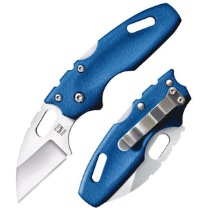 Cold Steel Mini Tuff Lite Plain Edge Knife, Blue, 2" Blade + Belt Clip #20MTB