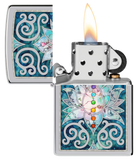 Zippo Spiritual Meditation Design, High Polish Chrome Lighter #48592