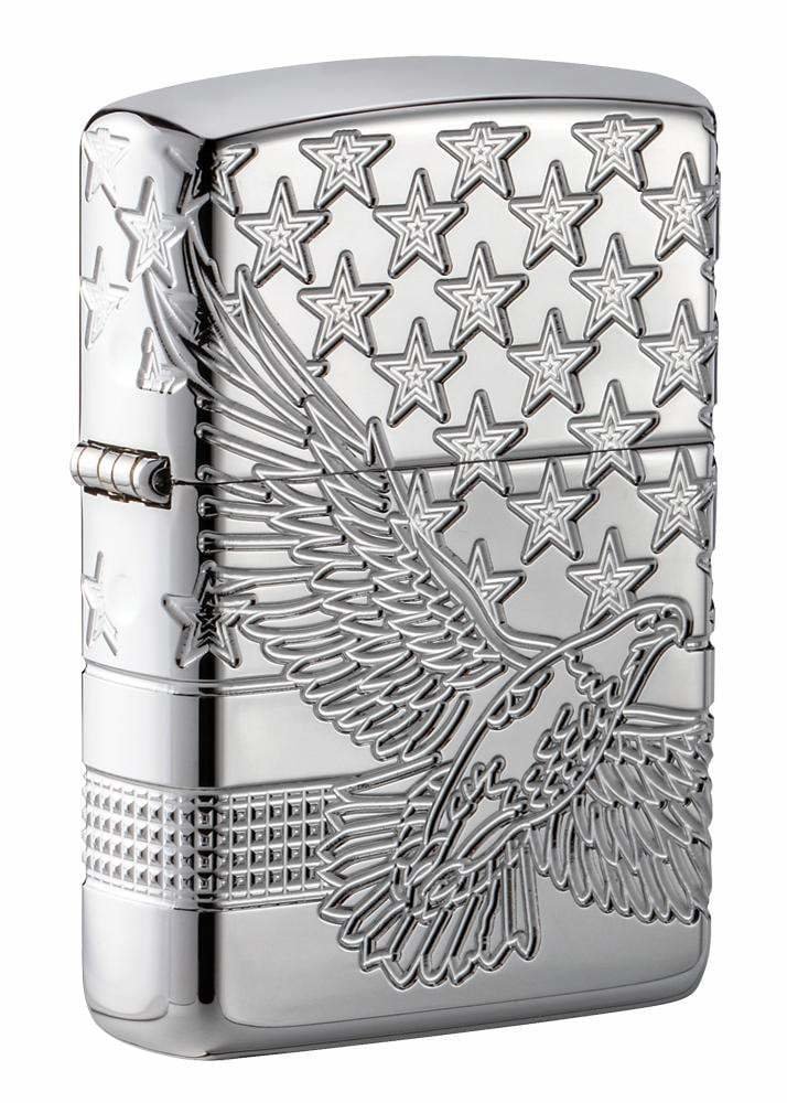 Zippo Patriotic Eagle American Flag USA, 360° Engraved, Genuine Lighter #49027