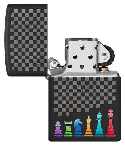 Zippo Chess Pieces Design, Black Matte Lighter #48662