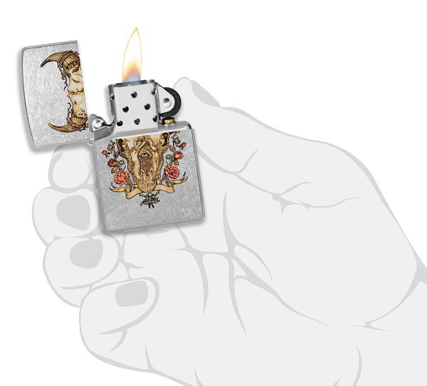 Zippo Rick Rietveld Desert Skull, Street Chrome Lighter #48559