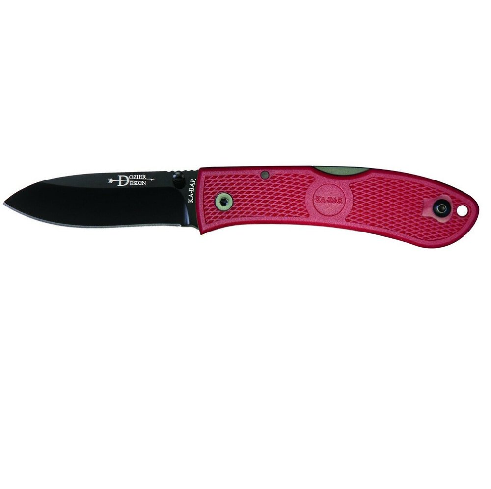 KA-BAR Dozier Folding Hunter, Red, 3" Blade, AUS 8A Stainless Steel #4062RD