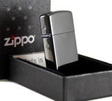 Zippo Slim Ebony Classic High Polish Black Finish, Genuine Lighter #28123