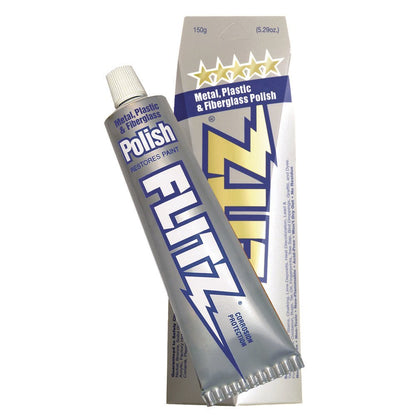 Flitz Paste Polish for Metal, Plastic, & Fiberglass, Large Tube, 150g #BU03515