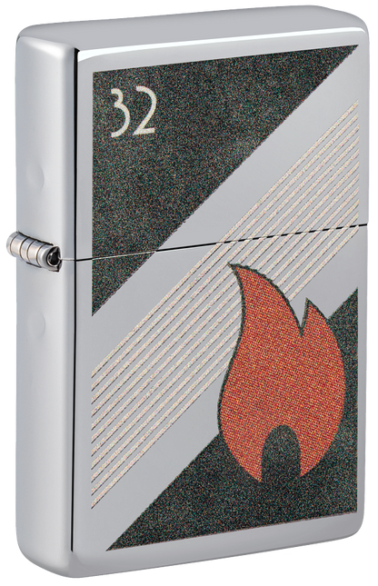 Zippo 32 Flame Logo, Vintage High Polish Chrome Lighter #48623