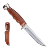 KA-BAR Hunter Fixed Blade Knife, Stacked Leather Handle w/ Sheath #1232