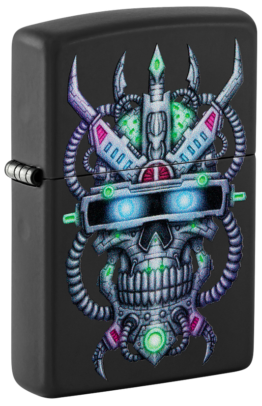 Zippo Cyberpunk Skull Color Image Design, Black Matte Lighter #48516