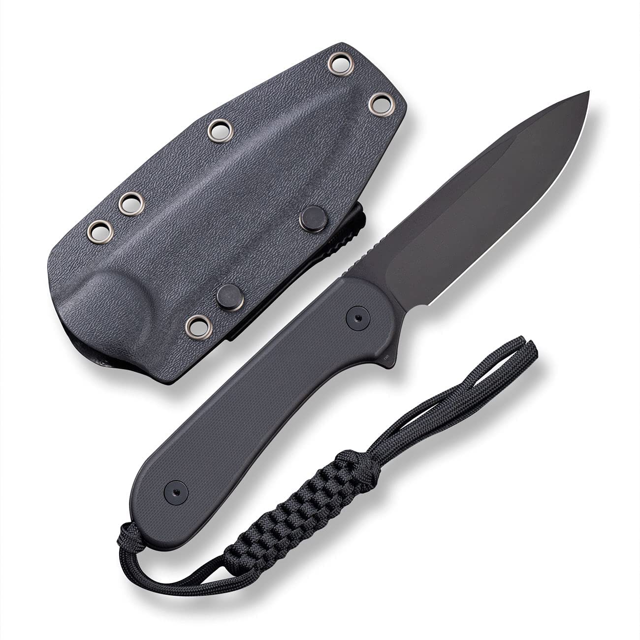 CIVIVI Elementum Black Fixed Blade Knife + Black Kydex Clip Sheath #C2105A