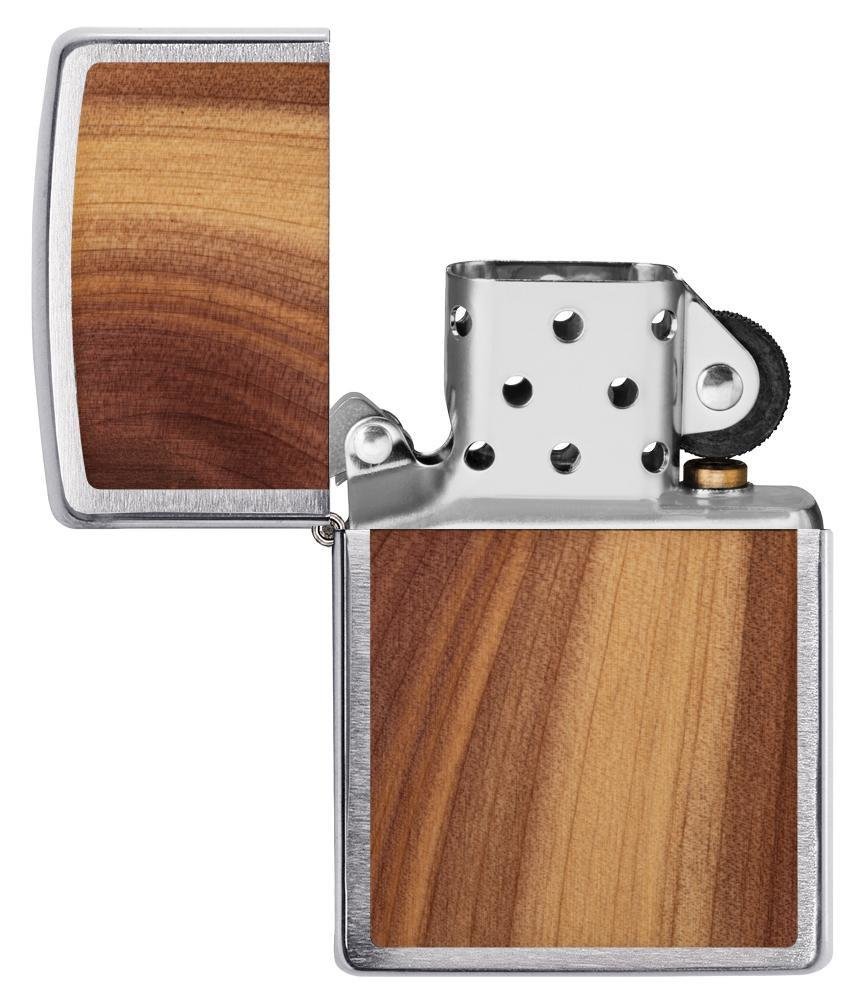 Zippo WOODCHUCK Cedar, 100% Real Wood, Brushed Chrome Windproof Lighter #29900