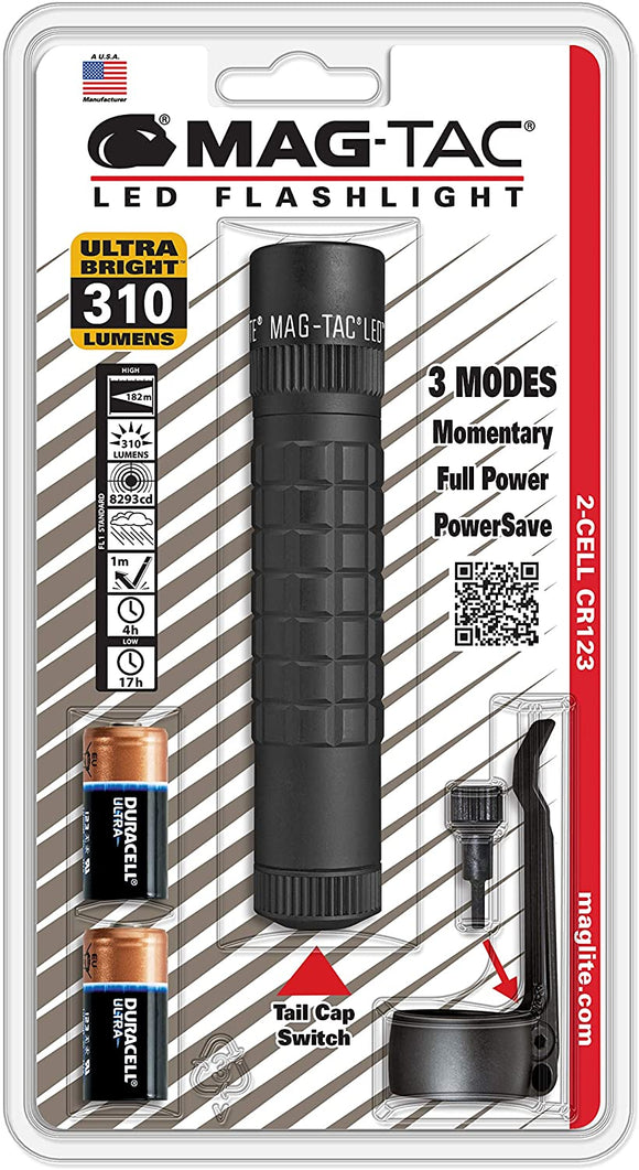 MAGLITE Mag-Tac LED Flashlight, 310 Lumens, Adjustable Beam, Black #SG2LRE6L