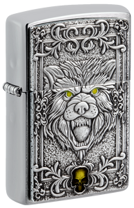Zippo Wolf Emblem Design, Brushed Chrome Lighter #48690