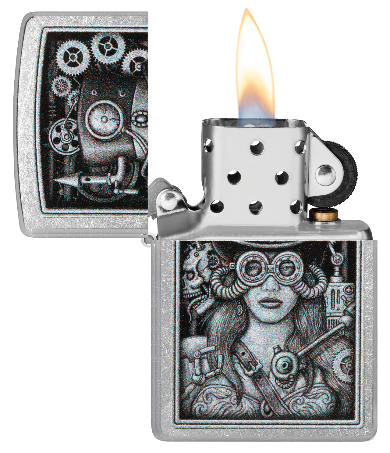 Zippo Steampunk Girl, Street Chrome Lighter #48387