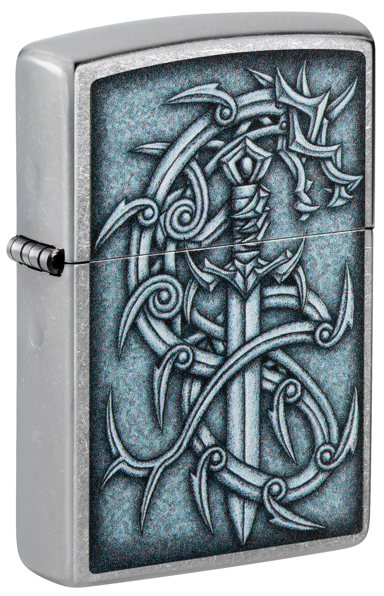 Zippo Medieval Sword and Thorn, Street Chrome Lighter #48365