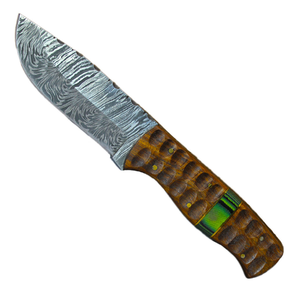 Scorpion Mart Handmade Damascus Steel Knife, Rosewood Handle + Sheath #KNIFE17