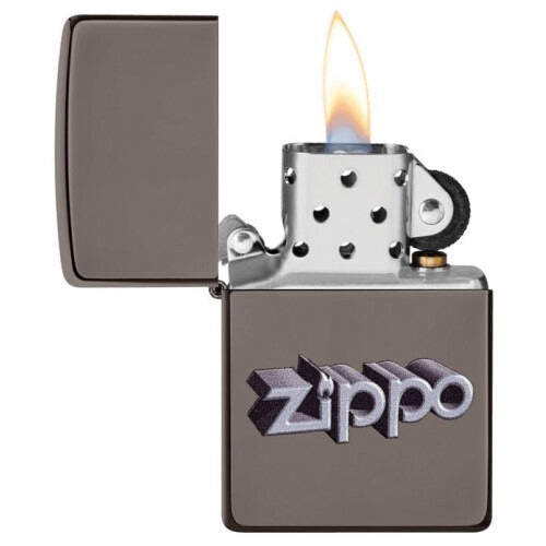 Zippo 3D Zippo Logo Design, Black Ice Finish, Windproof Lighter #49417