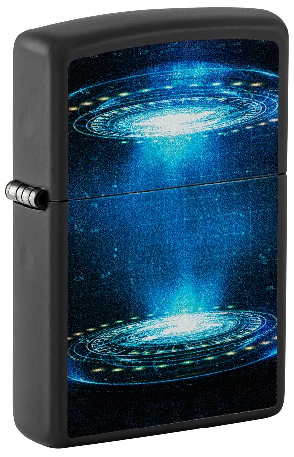 Zippo Cyberpunk Portal Black Light Design, Black Matte Lighter #48514