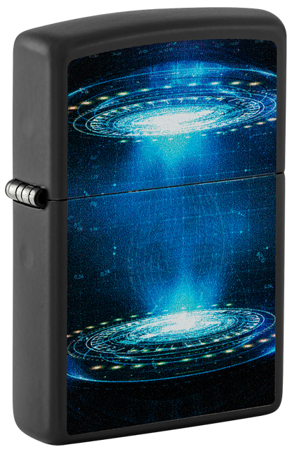 Zippo Cyberpunk Portal Black Light Design, Black Matte Lighter #48514