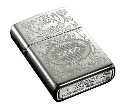 Zippo Logo Crown Stamp Classy Elegant Filigree, Genuine Windproof Lighter #24751