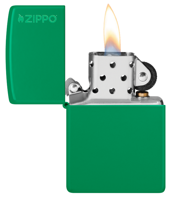 Zippo Grass Green Matte with Logo Base Model Lighter #48629ZL