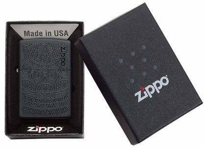 Zippo Two Tone, Filigree Pattern Deep Carve, Black Matte Genuine Lighter #29989