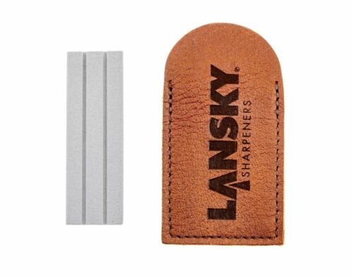 Lansky Pocket Arkansas Sharpening Stone + Leather Pouch 2 Special Grooves #LSAPS