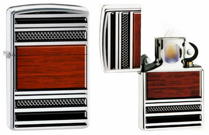 Zippo Steel And Wood Pipe Lighter, High Polish Chrome, Windproof #28676