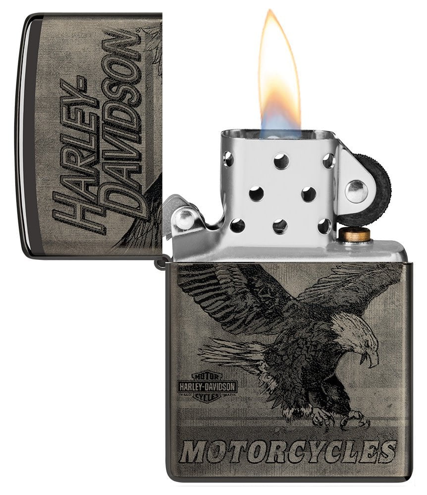 Zippo Harley Davidson Motorcycles, High Polish Black Lighter #48360