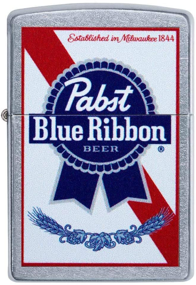 Zippo Pabst Blue Ribbon Beer, Street Chrome Finish, Windproof Lighter #49078