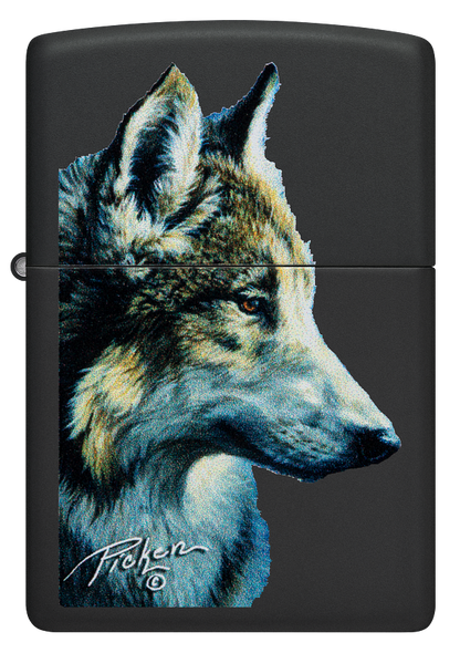 Zippo Linda Picken Wolf Design, Black Matte Lighter #48598