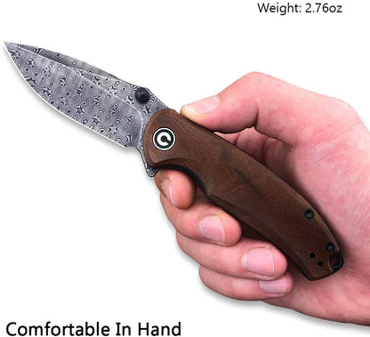 CIVIVI Pintail Knife, Damascus Blade + Cuibourtia Wood Handle #C2020DS-2