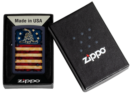 Zippo Don’t Tread On Me Flag Design, Navy Matte Lighter #48554