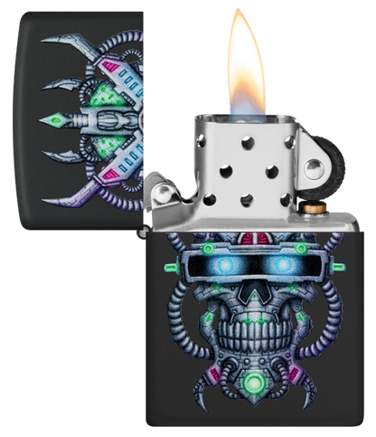 Zippo Cyberpunk Skull Color Image Design, Black Matte Lighter #48516