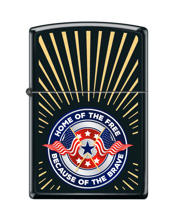 Zippo Home of the Free Patriotic Lighter, Black Matte Lighter #218-095782