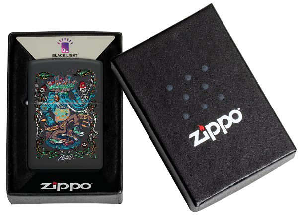 Zippo Rick Rietveld Black Light Design, Black Matte Lighter #48673