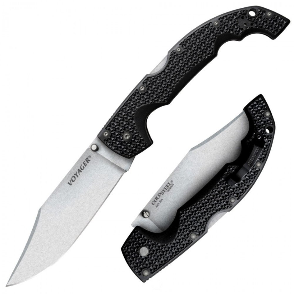 Cold Steel Voyager Extra Large Folding Knife, Plain Edge, Griv-Ex Handle #29AXC