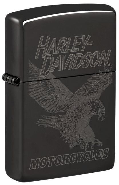 Zippo Harley Davidson Laser Fancy Fill Design, High Polish Black Lighter #48601