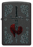 Zippo Heart and Dagger Design, Black Crackle Finish Lighter #48617