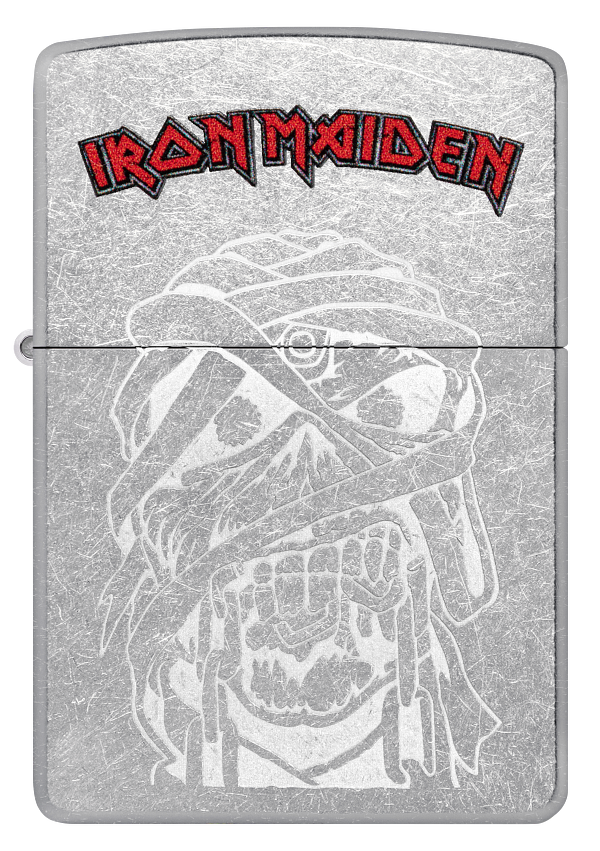 Zippo Iron Maiden Lustre Etch Design, Street Chrome Lighter #48667