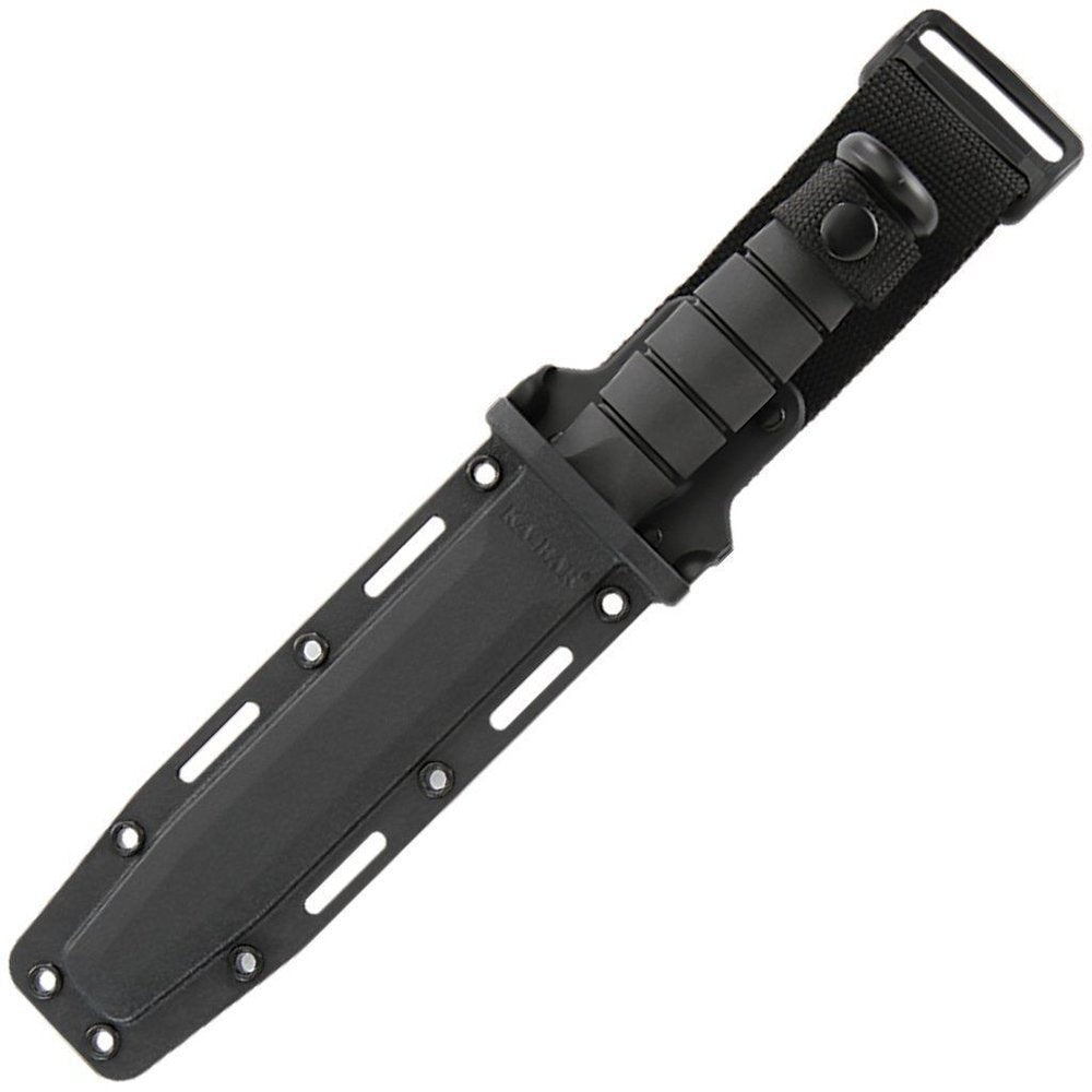 KA-BAR Fighting/Utility Knife, Black, Black Hard Sheath, Serrated Edge #1214