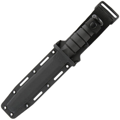 KA-BAR Fighting/Utility Knife, Black, Black Hard Sheath, Serrated Edge #1214