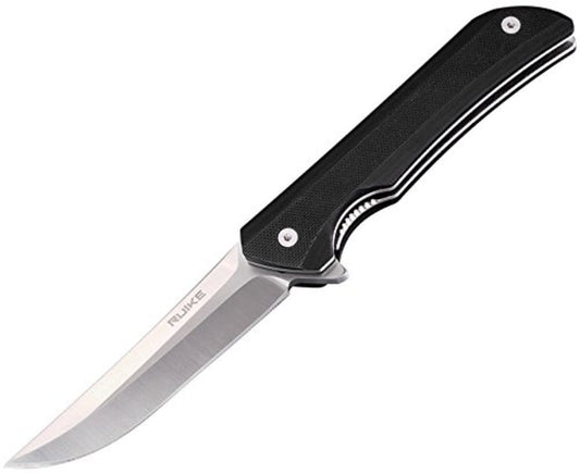 Ruike Hussar, 14C28N Plain Blade, Black G-10 Handle + Pocket Clip #P121B