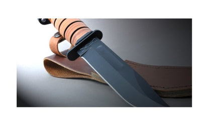 KA-BAR Dog's Head 7" Fixed Blade Utility Knife, w/Brown Leather Sheath #1317