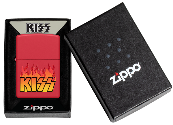 Zippo KISS Rock Band Fire Design, Red Matte Lighter #48642