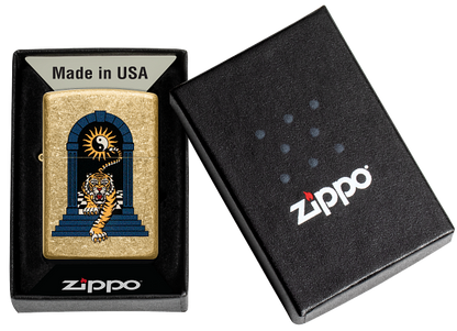 Zippo Yin Yang Tiger Design, Tumbles Brass Finish Lighter #48613