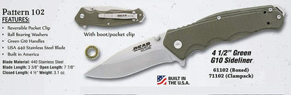 Bear & Son Bear Edge OD Green Folding Knife, 3.4" 440 Stainless Blade #61102