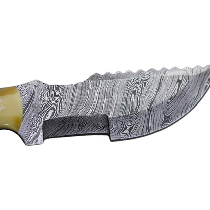 Scorpion Mart Handmade Damascus Steel Knife Camel Bone Handle + Sheath #KNIFE27