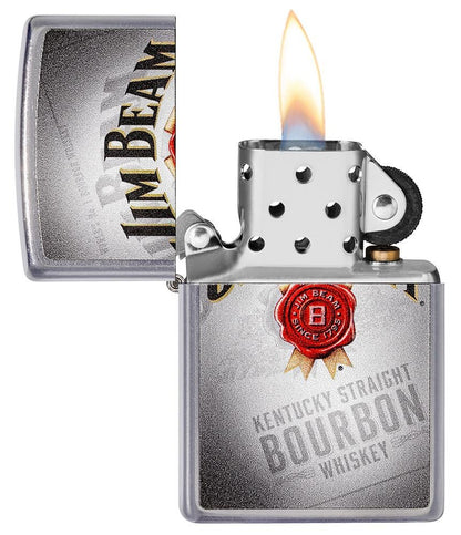 Zippo Jim Beam Kentucky Straight Bourbon Whiskey, Street Chrome Finish Lighter #49323