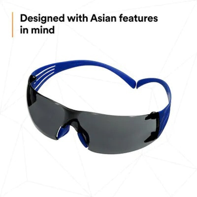 3M SecureFit Glasses, Blue Temples, Anti-fog, Gray AF-AS lens #SF302SGAF-BLU