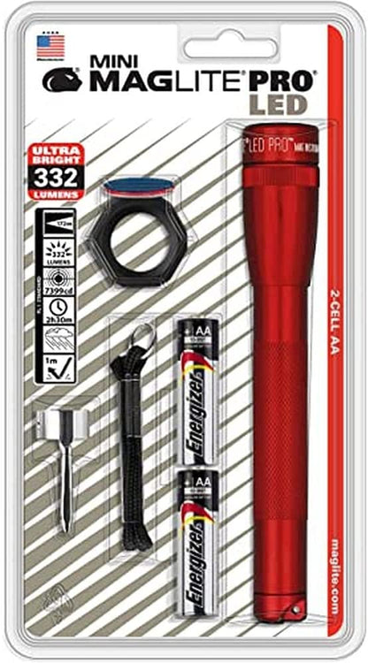 Led Torch 2cell MAGLITE Mini Pro LED Flashlight 2-Cell AA Combo Pack, Red #SP2P03C ...